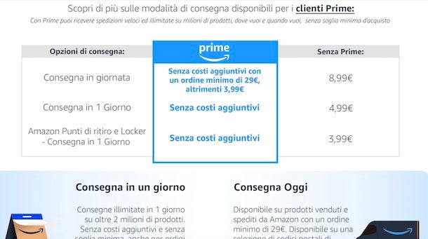 Consegne gratis con Prime