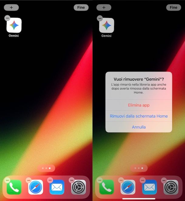Disinstallare Gemini su iPhone