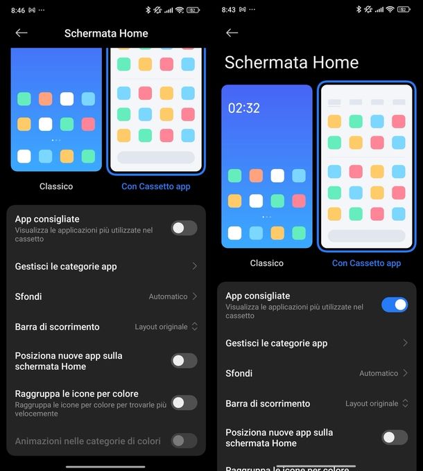 Nascondere app da cassetto applicazioni Xiaomi