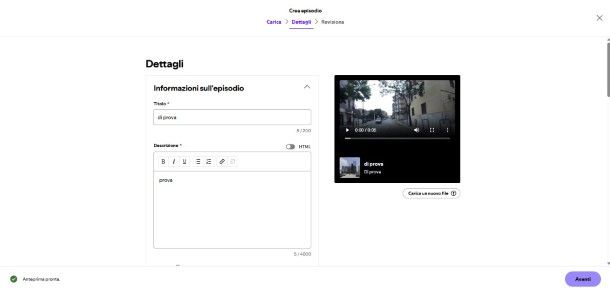 Creazione episodio Spotify