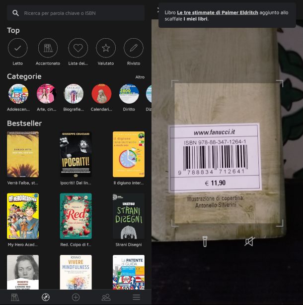 schermate app Bookshelf