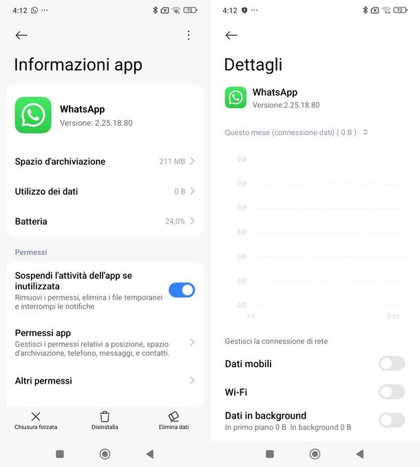 Come spegnere Internet solo per WhatsApp Android