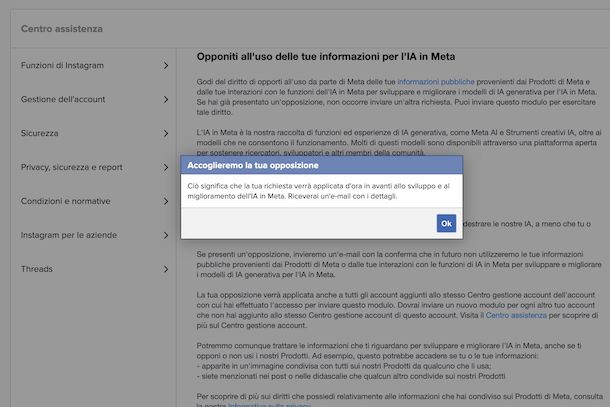 Opporsi a Meta AI Instagram
