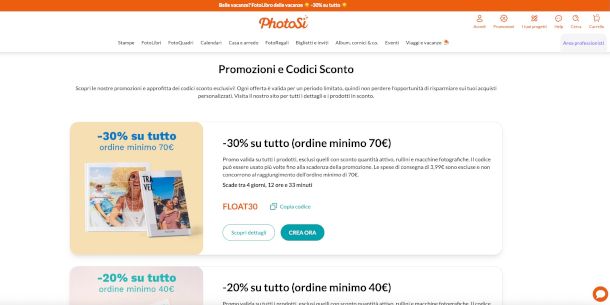 pagina offerte su sito PhotoSì