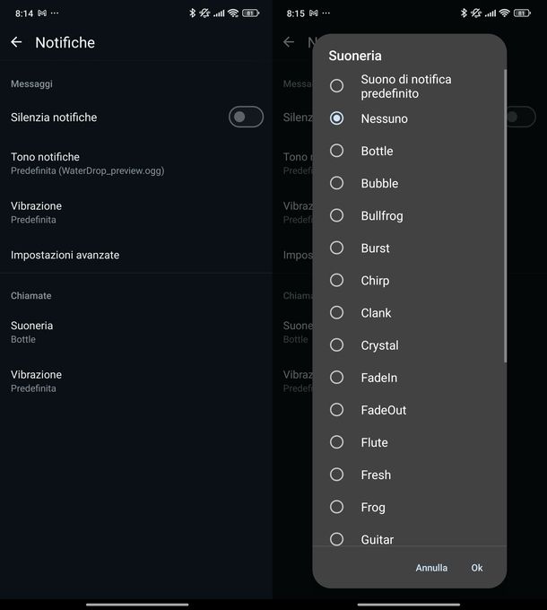 Silenziare notifiche WhatsApp Android