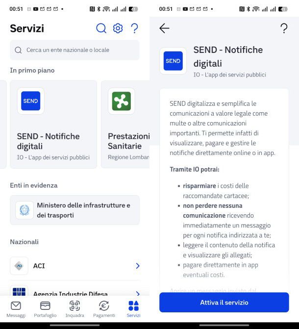 Servizio SEND su app IO