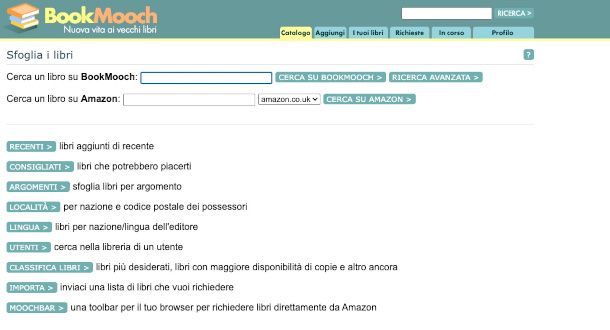 interfaccia sito Bookmoch
