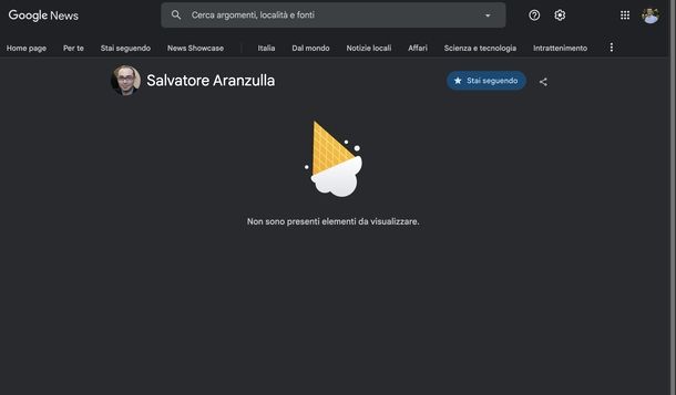 Attivare notizie Google News Web