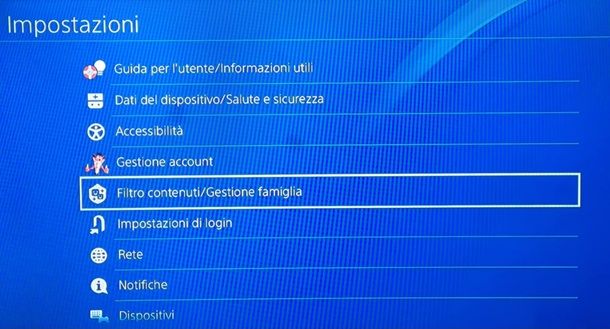 Gestione parentale PlayStation
