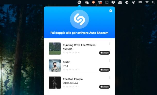 Interfaccia Shazam per Mac