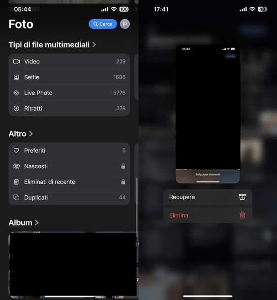 Recuperare foto cestino Foto Apple iOS
