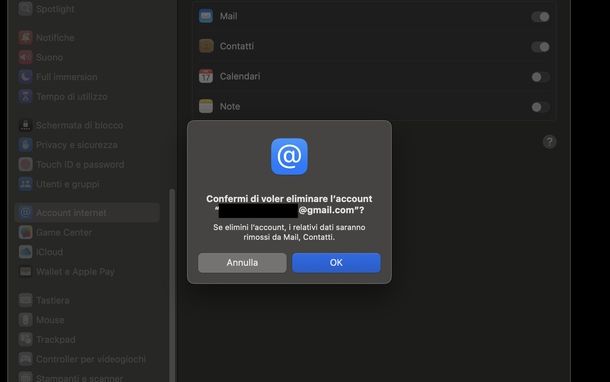 Uscire Gmail Mail macOS