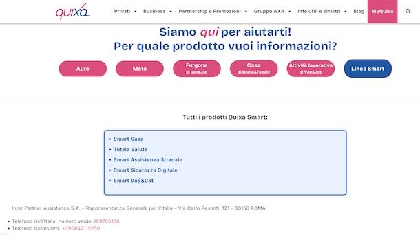 Contattare Quixa