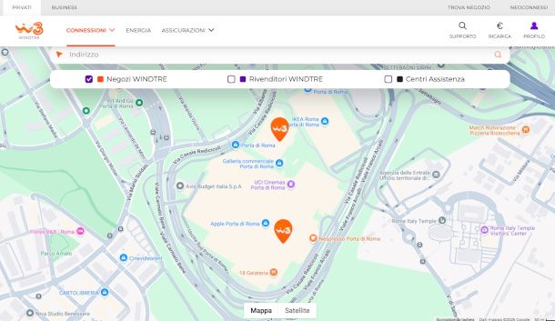 mapa negozi WINDTRE