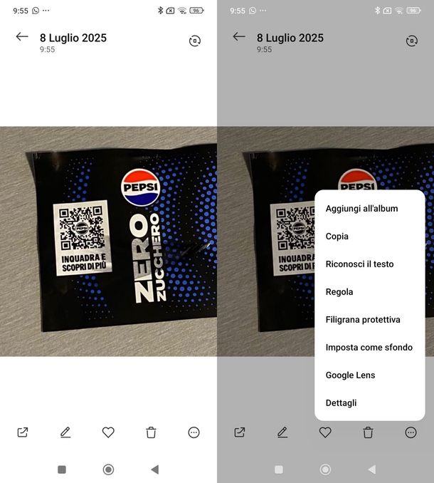 Galleria lettore QR code Google Lens