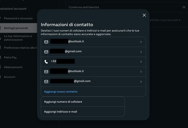 Cambiare indirizzo email Facebook Web