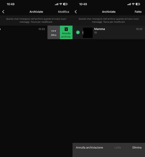 Togliere chat archiviata WhatsApp iPhone