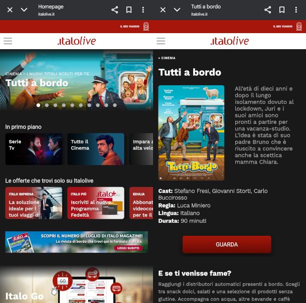 schermate portale contenuti Italolive