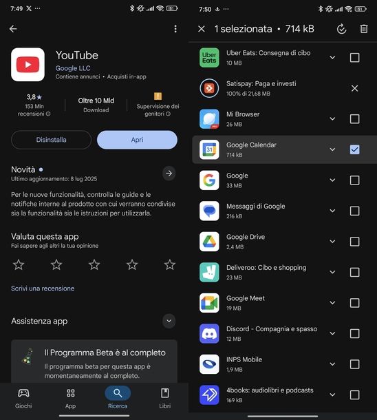 Aggiornare YouTube Android