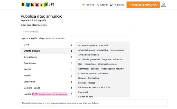 Bakeca offerte di lavoro
