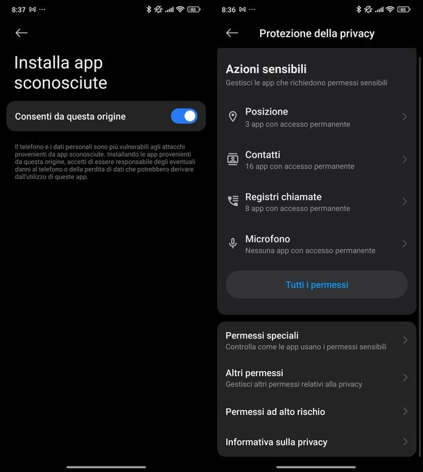 Installare app da origini sconosciute Android