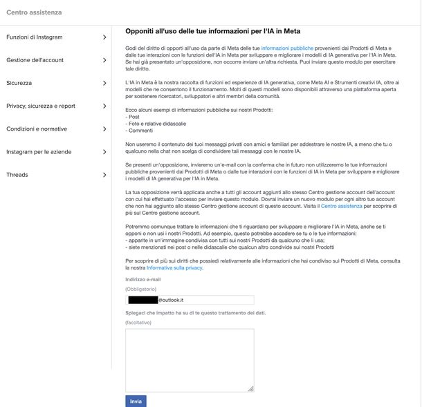 Opporsi a Meta AI Instagram