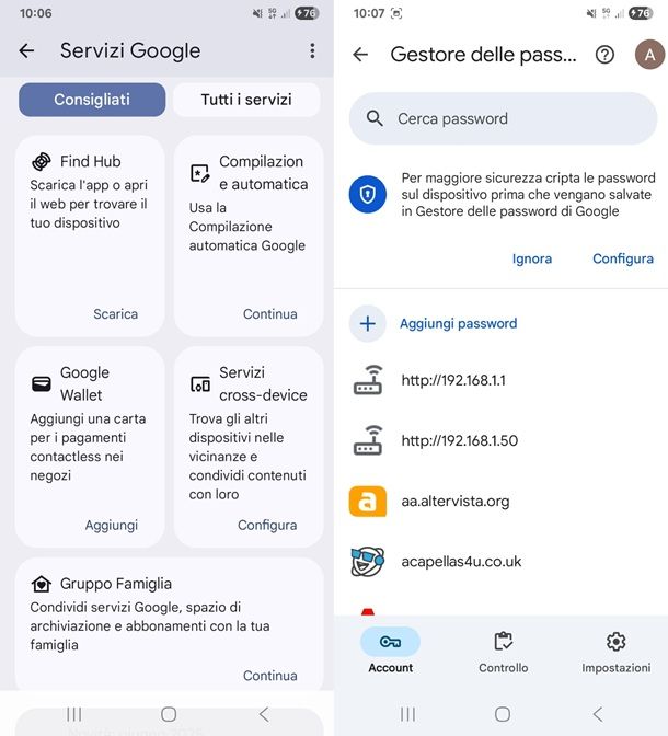 gestore delle password google