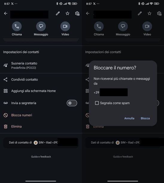 Bloccare numero Android
