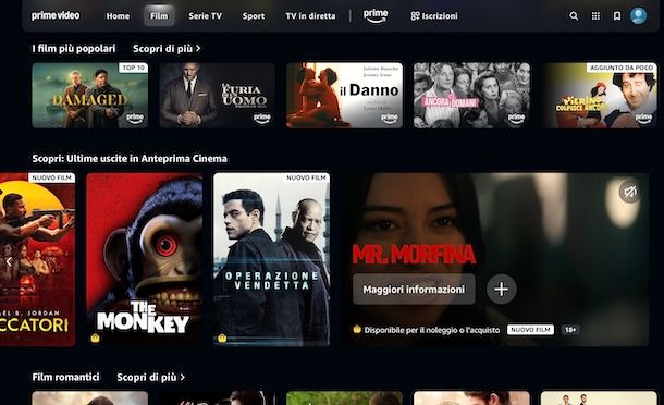 Film da noleggiare su Prime Video