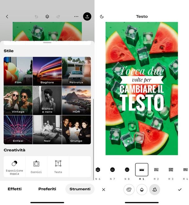 Snapseed app per scrivere su foto iPhone