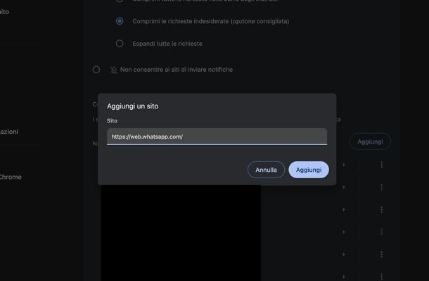 Disattivare notifiche WhatsApp Web