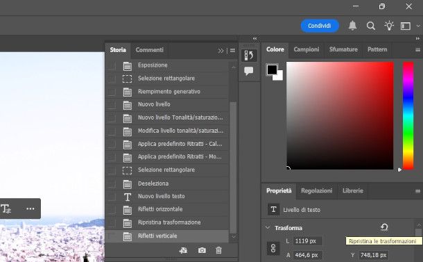 pannello Storia su Photoshop