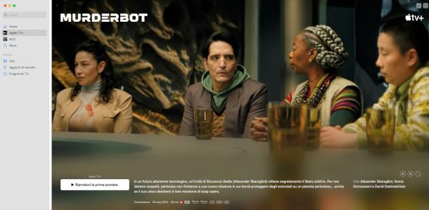 schermata app TV su Mac
