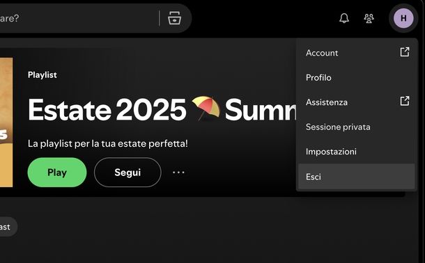 Cambiare account Spotify macOS