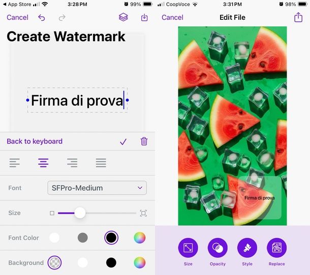 Firmare foto app Watermark iPhone