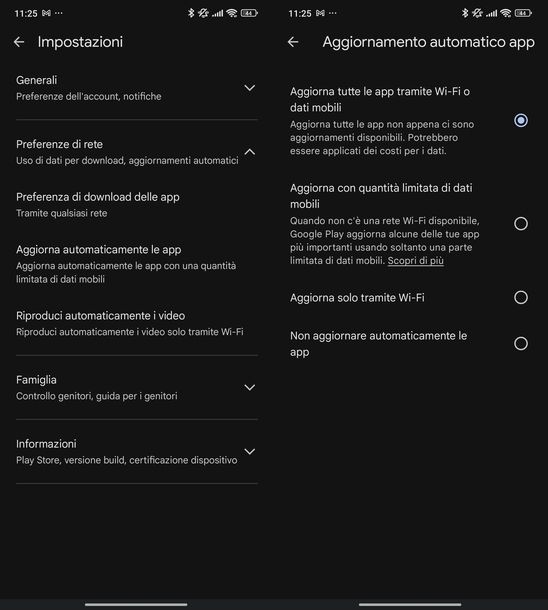 Aggiornare app Android senza Wi-Fi