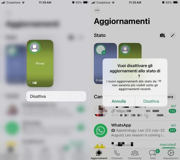 come bloccare stati WhatsApp su iPhone