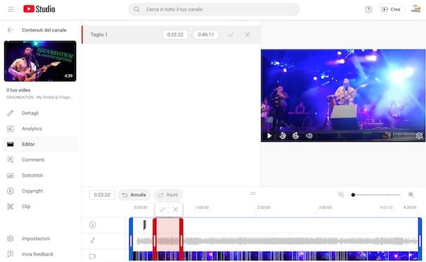 Tagliare un video su YouTube