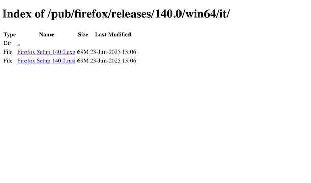 Tornare a versione precedente Firefox