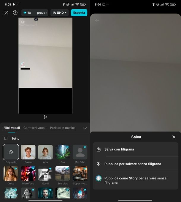 Cambiare voce TikTok CapCut