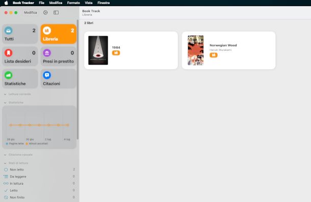 interfaccia Book Track
