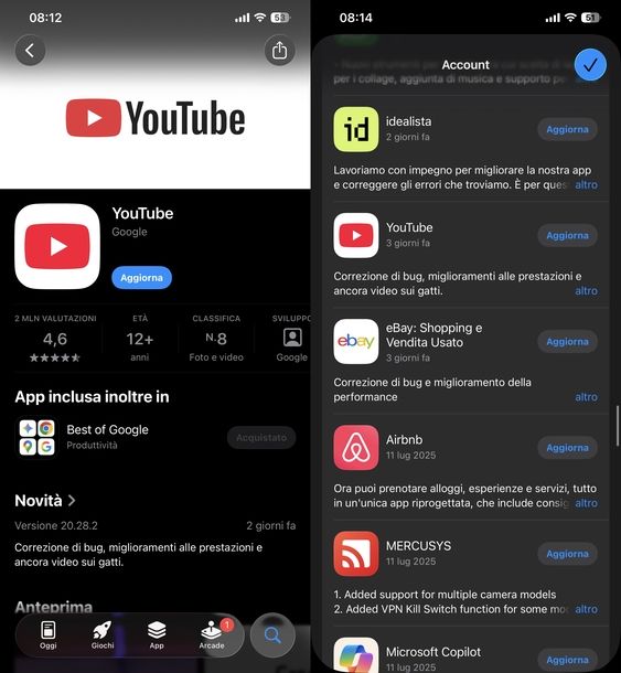Aggiornare YouTube iOS
