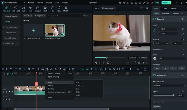 Come fare slow motion con Wonderhare Filmora