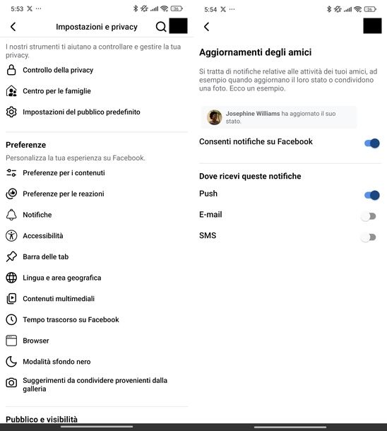Attivare notifiche storie Facebook Android