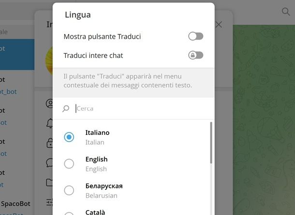 telegram traduttore