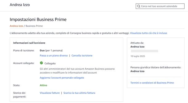 Disdire Amazon Prime Business