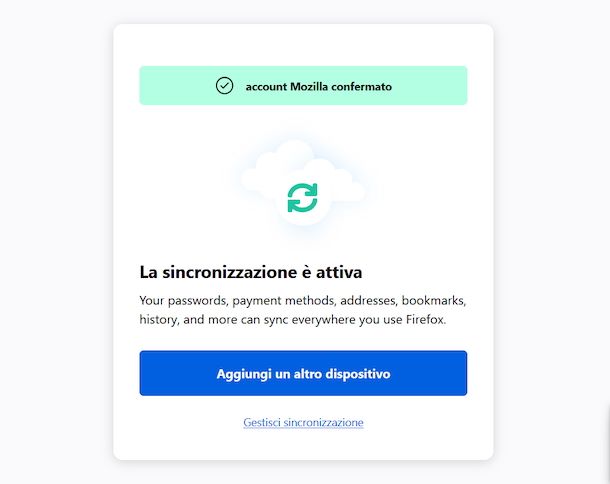 Backup dati Firefox account Mozilla