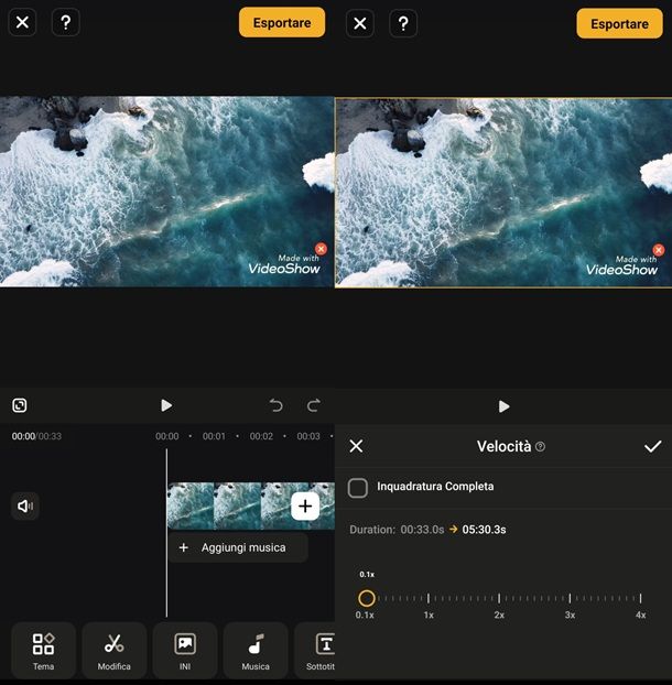 Come fare lo slow motion di un video con VideoShow