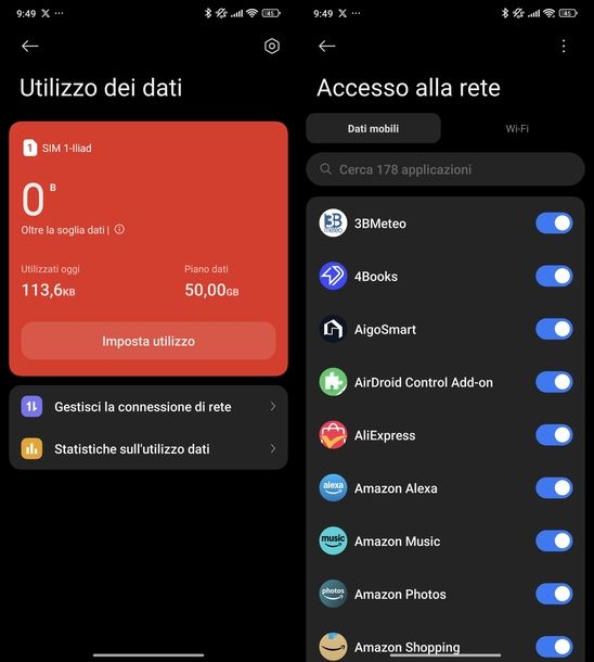 Disattivare risparmio dati Xiaomi
