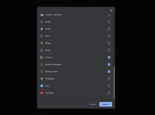 Cancellare cronologia Google PC